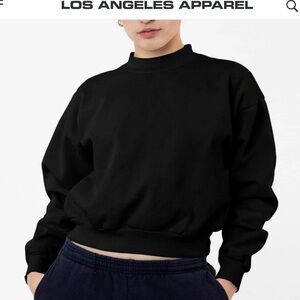 Los Angeles Apparel HEAVY FLEECE CROPPED MOCK NECK PULLOVER size M black